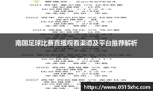 南国足球比赛直播观看渠道及平台推荐解析